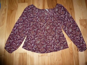 Burgunderrotes Damenhemd der Marke Loft mit Blumen-/Blattdesign Größe Small Schößchen gebraucht, in einwandfreiem Zustand - Bild 1 von 3