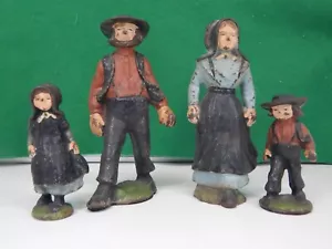 Figurine famiglia Amish in ghisa vintage dipinto originale - Foto 1 di 15