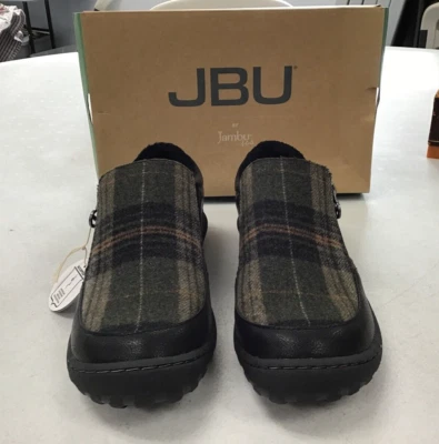 JBU by Jambu 8M Crimson Plaid Vegan Shoes Zip Faux Fur Textile Upper NIB w Tags - Image 1 of 4