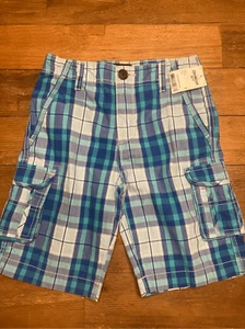 Osh’kosh children’s kids size 7 boys shorts NWT blue checkered pants - Picture 1 of 4