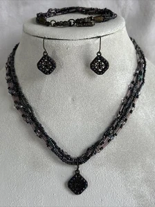 Premier Designs Allegra Bracelet Necklace Earrings Antique GoldTone & Classic Bs - Picture 1 of 24