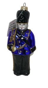 Unbranded Blue Nutcracker Soldier Glass Ornament ~ Made in Poland - Picture 1 of 8