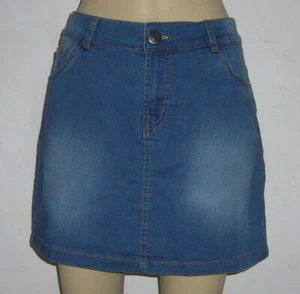 Vaqueros minifalda falda mini falda vaquera top blanqueada azul 1% elástica M L XL XXL NUEVO - Imagen 1 de 8