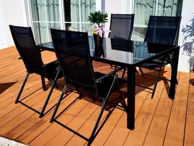 BRUKA GERMANY Sitzgruppe POETTO 4 Personen Aluminium Gartenmöbel Tisch Stühle Terrasse Stuhl