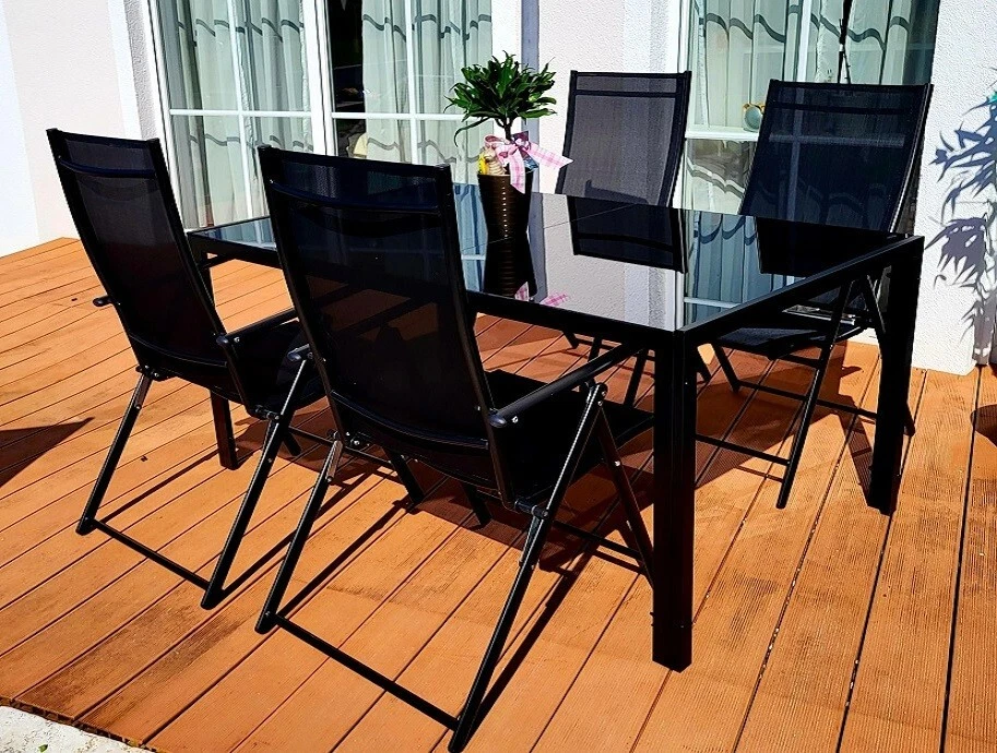 Sitzgruppe POETTO 4 Personen Aluminium Gartenmöbel Tisch Stühle Terrasse Stuhl - Bild 1 von 4