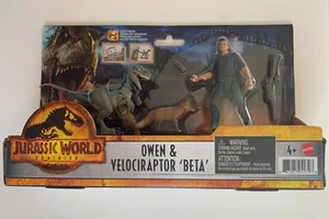 Jurassic World Owen & Velociraptor Beta Human and Dino Pack 2 Action Figures - Picture 1 of 4