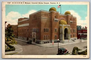 Mosque, Crescent Shrine Temple TRENTON New Jersey Postcard Curt Teich Early Cars - Picture 1 of 2