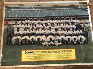 Vintage 1973 Olympia Beer ~ Los Angeles Dodgers ~ 30”x 22” Original Wall Poster - Picture 1 of 10