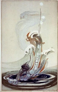 The Wind and the Wave Art Print Bertha Lum 1916 Color Etching & Aquatint Mythic - Picture 1 of 2