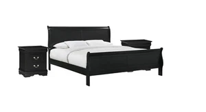 Transitional Style Louis Phillipe King Size 3Pc Panel Bed Set Bedroom Furniture - Picture 1 of 5