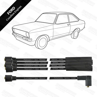 Ford X Flow Crossflow performance HT leads 8mm Black Escort Fiesta Capri Cortina - Image 1 of 4