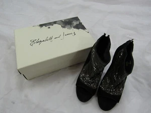 ELIZABETH AND JAMES Lena Black and Silver Suede Booties Size 9B - Picture 1 of 7
