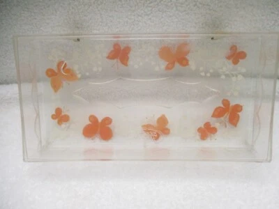 De colección MCM Wolff Acrílico Transparente Mariposa Pañuelo Caja Soporte Tapa Bisagras Naranja Amarillo Foto 1 de 4