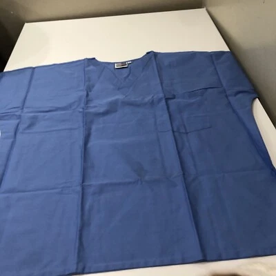 Landau Scrub Zone Unisex Relaxed Fit 1-Pocket V-Neck Scrub Top Blue Size XXL - Image 1 of 4