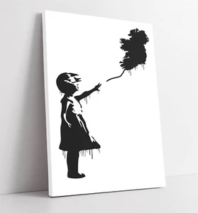 BANKSY IRELAND BALLOON GIRL GRAFFITI -FRAMED CANVAS WALL ART PICTURE PRINT - Picture 1 of 2