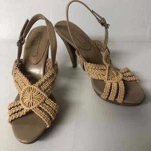 Sandalias de tacón Banana Republic con correas al tobillo para mujer talla 9,5 beige - Imagen 1 de 12