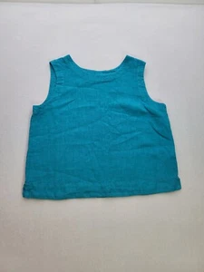 Cut Loose Blue Linen Round Neck Tank Top Womens L Boho Beach - Picture 1 of 7