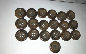 Antique BEST TORTOISE SHELL LOT 19 Round 4 Hole Buttons Victorian ERA - Picture 1 of 9
