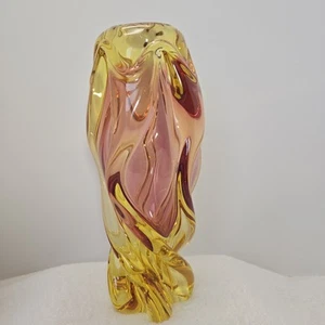 Jarrón 6+ libras amarillo rojo CHRIBSKA cristal bohemia HOSPODKA Skrdlovice checo - Imagen 1 de 18