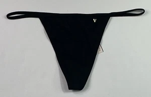 Women's NWT Victoria's Secret Black V-String Panties Sz. M A22-39 - Picture 1 of 4