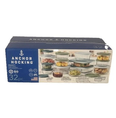Anchor Hocking 32-Piece Glass Food Storage Containers with Colorful BPA-Free Lid - Image 1 of 4