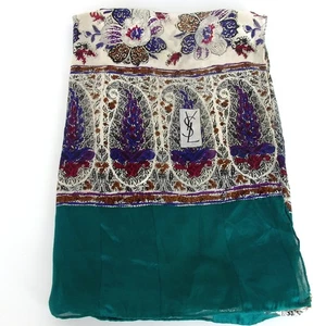 Authentic YVES SAINT LAURENT Long Large scarf silk [Used] - Picture 1 of 10