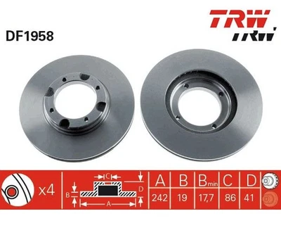2 uds disco de freno TRW DF1958 para Hyundai Accent I Pony Foto 1 de 2