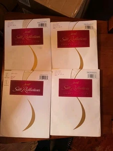 4 Vtg Hanes Silk Reflections Pantyhose Size CD White & Pearl 1 Pair Thigh High - Picture 1 of 10