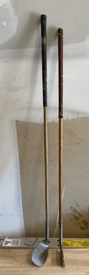 古董 2 件装金属推杆和铁山核桃杆身右手 20 世纪初图书馆 — 第 1/4 张图片