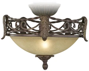 Acanthus Scavo Glass Pull-Chain LED Ceiling Fan Light Kit - Picture 1 of 2