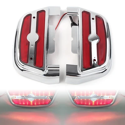 Cubierta de estribo de luz LED para Harley Touring Road King cromo-rojo con Foto 1 de 4
