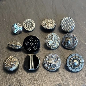 Antique Mercury Glass Button Lot X12 Wo - Picture 1 of 19