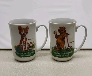 2 tazas de té de café de porcelana vintage Suzy's Zoo 1976 8 oz taza perro y oso - Imagen 1 de 5