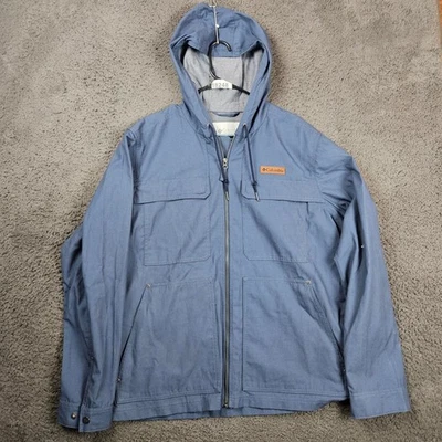 Columbia Mens L Hooded Jacket Full Zip Blue Long Sleeve Outdoor Coat - Image 1 of 4