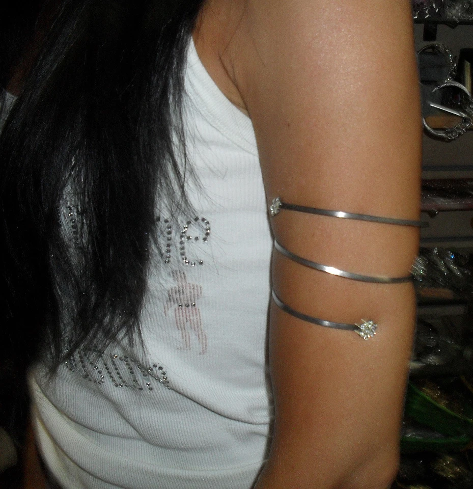 bracciale schiava  a spirale  da braccio bagno ARGENTO CON STRASS SWAROVSKY - Immagine 1 di 1