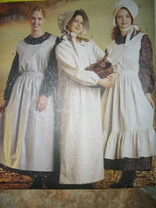 Pattern Colonial DRESS 8-10 12-14 16-18 apron hat Civil War m9423 cw misses NEW - Picture 1 of 1