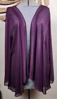 NWT Catherines Womens   Sz 26W Plum Purple Sheer Cardigan Jacket Summer Perfect 