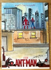 2015 UPPER DECK ANT MAN 1/1 HAND DRAWN SKETCH CARD  DAREDEVIL & SPIDER-MAN *WOW*