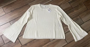 Womens Sweater Thyme Honey POOF APPAREL sz M Off White Cotton Blend Pullover NWT - Picture 1 of 6