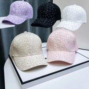 Women Rhinestone New Sequins Baseball Cap Sparkly Glitter Bling Hat Snapback - Picture 1 of 17