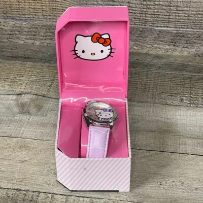 Hello Kitty Watch in Case Silver with Purple Band As Is Parts - Image 1 of 4
