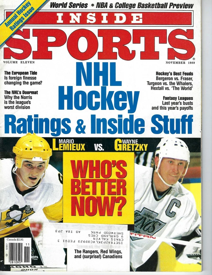 1989 Inside Sports magazine hockey Wayne Gretzky, Los Angeles Kings, Lemieux VG - Image 1 of 1