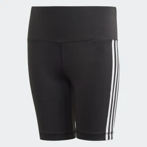 GIRLS ADIDAS  3 STRIPES TRAINING SHORTS BLACK AGE  7-8,9-10,11-12  BNWT LAST FEW - Picture 1 of 2