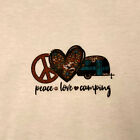 Peace, Love & Camping Ladies Small T-Shirt 100% Recycled Cotton Eco-Friendly