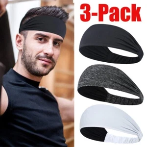 3-Pack Sport Headbands Cycling Run Sweatband Tennis Yoga Gym Headscarf Hair Band - Picture 1 of 14