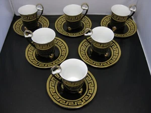 Juego de tazas y platillos de café colección oro 24 quilates porcelana fina colección Milano - Imagen 1 de 10
