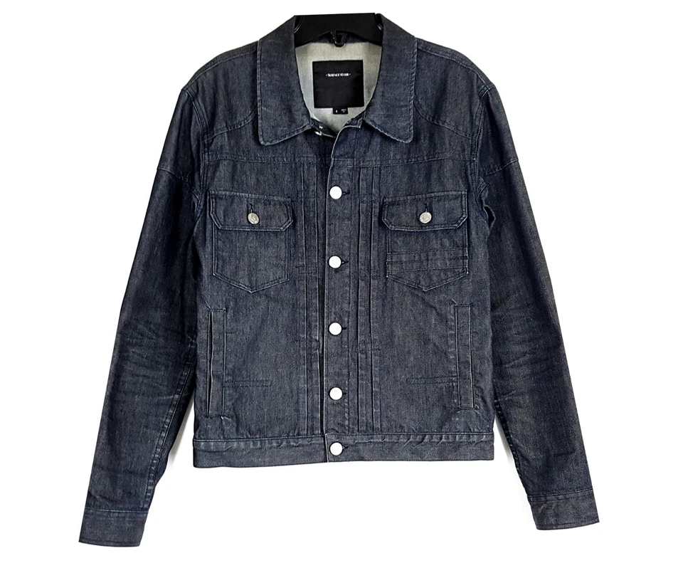 Surface to Air Sz S Mens Coated Denim Trucker Jacket Blue - Image 1 of 4