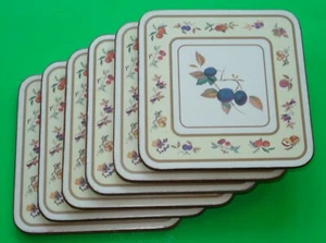 Vintage English Life Coasters Assorted Fruit Set of 6 Cork Backed without Box - Picture 1 of 9