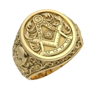 Masonic Skull Ring Sterling Silver 925 Freemasonry Eagle New Handmade Biker Gift - Picture 1 of 7