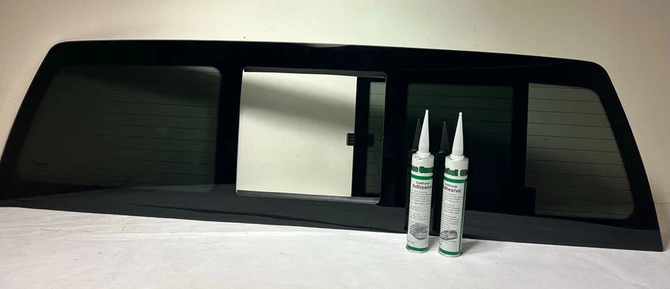 Fits: 2007-2013 GMC Sierra Back Glass Rear Manual Sliding Window +Heated + Glue Foto 1 de 4